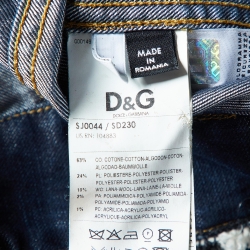 Pre Owned D&G Blue Denim Tweed Trim Cropped Jacket S