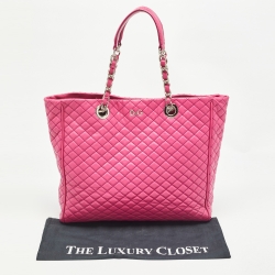 Pre Owned D&G Pink Quilted Leather Lily Glam Tote 