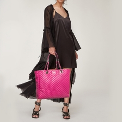 Pre Owned D&G Pink Quilted Leather Lily Glam Tote 