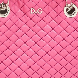 Pre Owned D&G Pink Quilted Leather Lily Glam Tote 