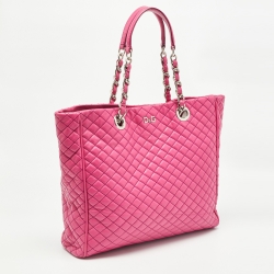 Pre Owned D&G Pink Quilted Leather Lily Glam Tote 