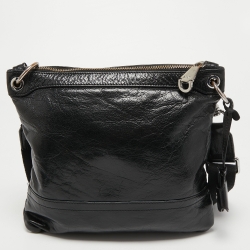 Pre Owned D&G Black Glossy Leather Logo Crossbody Bag