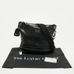 Pre Owned D&G Black Glossy Leather Logo Crossbody Bag