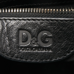 Pre Owned D&G Black Glossy Leather Logo Crossbody Bag