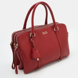 D&G Red Leather Lily Twist Laptop Bag
