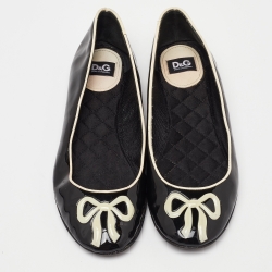 D&G Black/White Patent Leather Ballet Flats Size 38