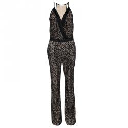 Pre Owned Diane Von Furstenberg Black Embellished Lace Zadie Jumpsuit S