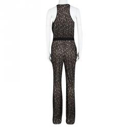 Pre Owned Diane Von Furstenberg Black Embellished Lace Zadie Jumpsuit S