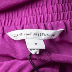 Pre Owned Diane Von Furstenberg Lotus Berry Pink Silk Janeta Jogger Pants M
