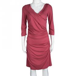 Pre Owned Diane Von Furstenberg Fuschia Rose Pink Knit Ruched Bentley Dress M