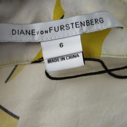 Pre Owned Diane Von Furstenberg Yellow and White Eden Garden Tenner Floral Print Halter Dress S