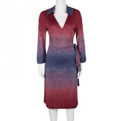 Pre Owned Diane Von Furstenberg Ophelia Printed Silk Jersey Justin Wrap Dress L