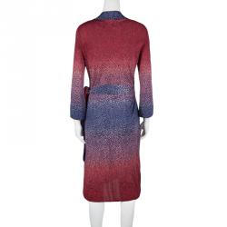 Pre Owned Diane Von Furstenberg Ophelia Printed Silk Jersey Justin Wrap Dress L