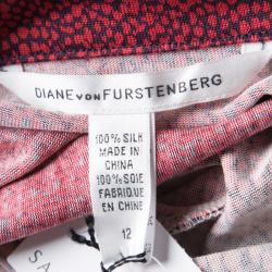 Pre Owned Diane Von Furstenberg Ophelia Printed Silk Jersey Justin Wrap Dress L