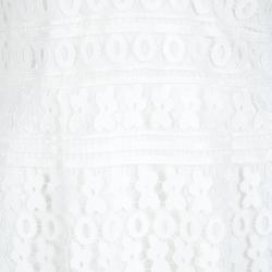 Pre Owned Diane Von Furstenberg White Guipure Lace Sleeveless Tiana Flounce Dress M