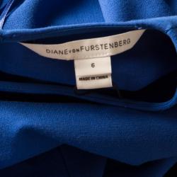 Pre Owned Diane Von Furstenberg Blue Riviera Jersey Evita Sleeveless Shift Dress M