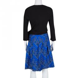 Pre Owned Diane Von Furstenberg Multicolor Dotted Chevron Pattern Jewel Wrap Dress L