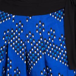 Pre Owned Diane Von Furstenberg Multicolor Dotted Chevron Pattern Jewel Wrap Dress L