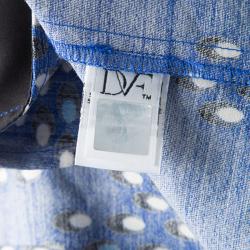 Pre Owned Diane Von Furstenberg Multicolor Dotted Chevron Pattern Jewel Wrap Dress L