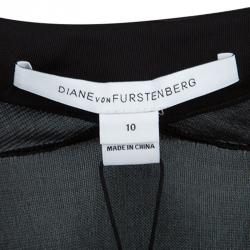 Pre Owned Diane Von Furstenberg Multicolor Dotted Chevron Pattern Jewel Wrap Dress L