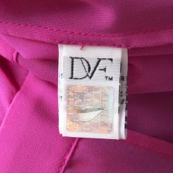 Pre Owned Diane Von Furstenberg Shalamar Pink Floral Printed Silk Sleeveless Bali Wrap Dress L