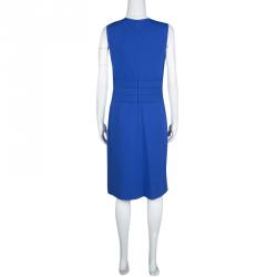 Pre Owned Diane Von Furstenberg Blue Riviera Jersey Evita Sleeveless Shift Dress M