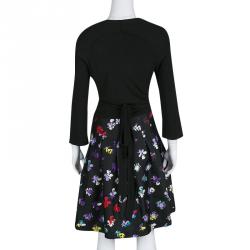 Pre Owned Diane Von Furstenberg Black Daisy Buds Printed Jewel Wrap Dress M