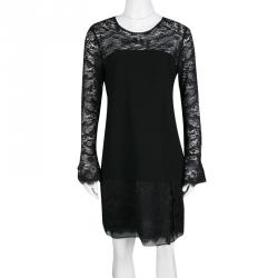 Pre Owned Diane Von Furstenberg Black Drop Waist Lavana Lace Dress M