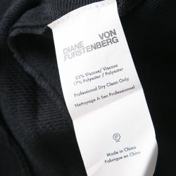 Pre Owned Diane Von Furstenberg Black Knit One Shoulder Dress M