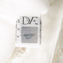 Pre Owned Diane Von Furstenberg White Guipure Lace Sleeveless Tiana Flounce Dress L