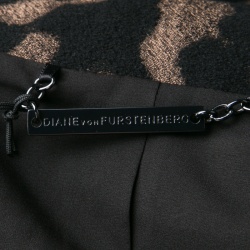 Pre Owned Diane Von Furstenberg Black Animal Patterned Leather Sleeve Detail Marvela Jacket M