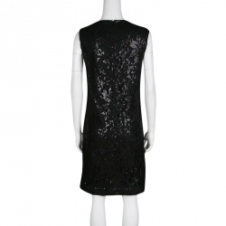 Pre Owned Diane Von Furstenberg Black Sequined Kaleb Shift Dress M