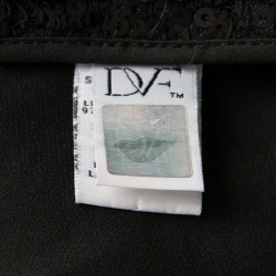 Pre Owned Diane Von Furstenberg Black Sequined Kaleb Shift Dress M