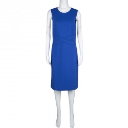 مملوكة مسبقًا Diane Von Furstenberg Blue Riviera Jersey Evita Sleeveless Shift Dress S