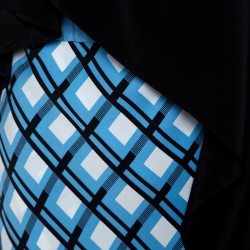 Pre Owned Diane Von Furstenberg Multicolor Rivoli Checked Asymmetric Ruffle Front Dress M