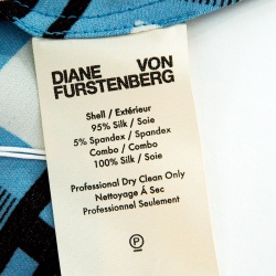 Pre Owned Diane Von Furstenberg Multicolor Rivoli Checked Asymmetric Ruffle Front Dress M