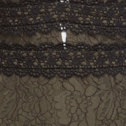 Pre Owned Diane Von Furstenberg Olive Green Lace Plunge Neck Long Sleeve Viera Dress M