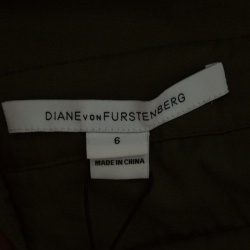 Pre Owned Diane Von Furstenberg Olive Green Lace Plunge Neck Long Sleeve Viera Dress M