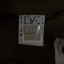 Pre Owned Diane Von Furstenberg Olive Green Lace Plunge Neck Long Sleeve Viera Dress M