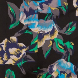 Pre Owned Diane Von Furstenberg Black Floral Printed Benton High Waist Skinny Pants S