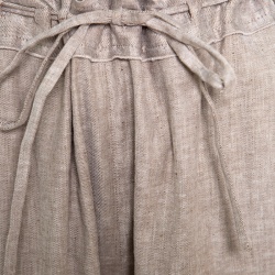 Pre Owned Diane Von Furstenberg Beige Linen Wide Leg Belted Davin Trousers L