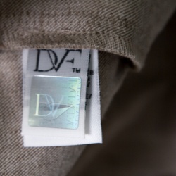 Pre Owned Diane Von Furstenberg Beige Linen Wide Leg Belted Davin Trousers L