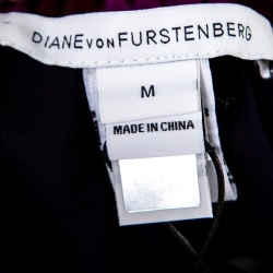 Pre Owned Diane Von Furstenberg Purple Printed Silk Asymmetric Louella Skirt M