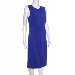 Pre Owned Diane von Furstenberg Blue Riviera Jersey Evita Sleeveless Shift Dress M