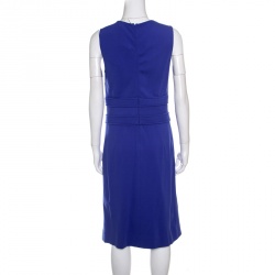 Pre Owned Diane von Furstenberg Blue Riviera Jersey Evita Sleeveless Shift Dress M