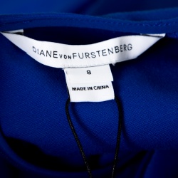 Pre Owned Diane von Furstenberg Blue Riviera Jersey Evita Sleeveless Shift Dress M