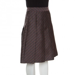 Pre Owned Diane Von Furstenberg Multicolor Patterned Jacquard Pleated Ava Skirt M