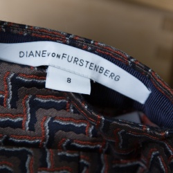 Pre Owned Diane Von Furstenberg Multicolor Patterned Jacquard Pleated Ava Skirt M