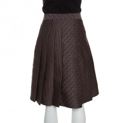Pre Owned Diane Von Furstenberg Multicolor Patterned Jacquard Pleated Ava Skirt M