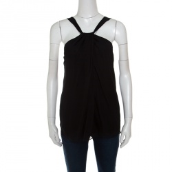 Pre Owned Diane Von Furstenberg Black Silk Sleeveless Lilita Top S